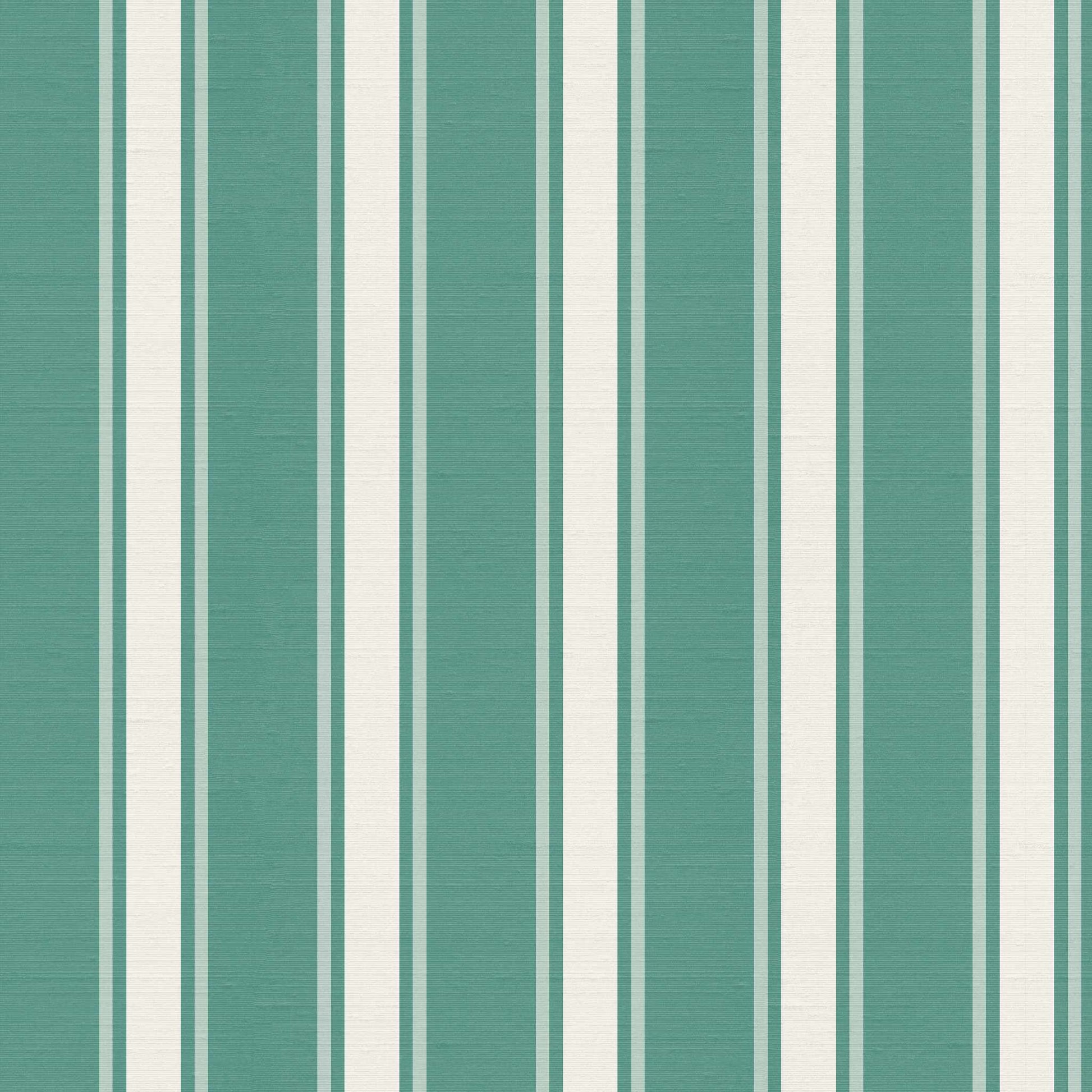 La Solana stripe wallpaper pattern detail – teal and cream vertical stripes with silk texture
