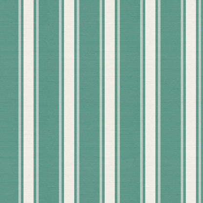 La Solana stripe wallpaper pattern detail – teal and cream vertical stripes with silk texture