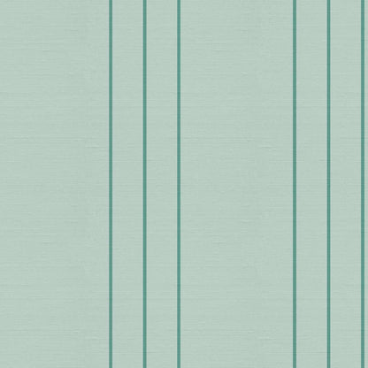 Arno pinstripe wallpaper pattern detail – teal and green vertical stripes on mint silk finish ground