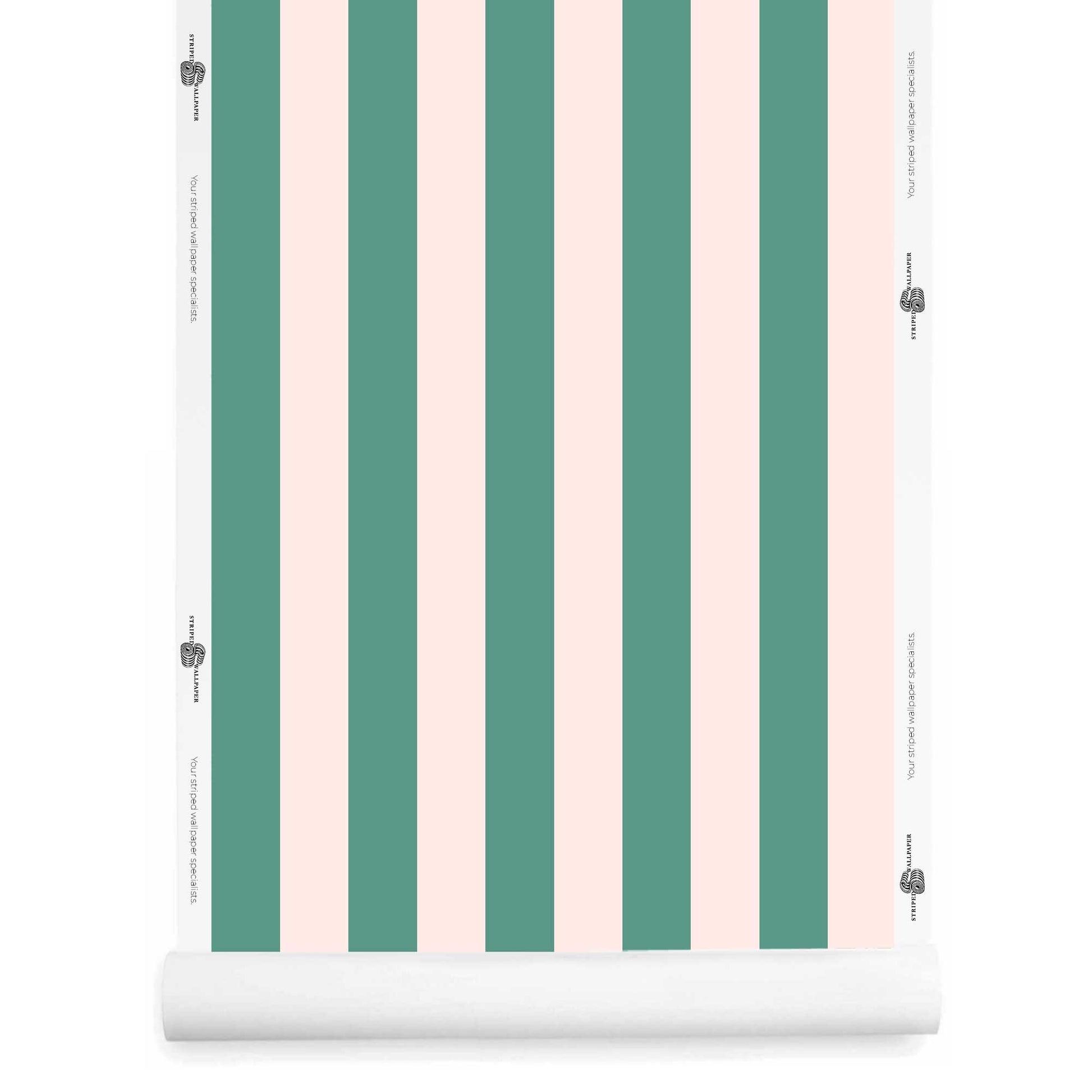 Teal and Light Pink Striped Wallpaper wallpaper roll – Alegre