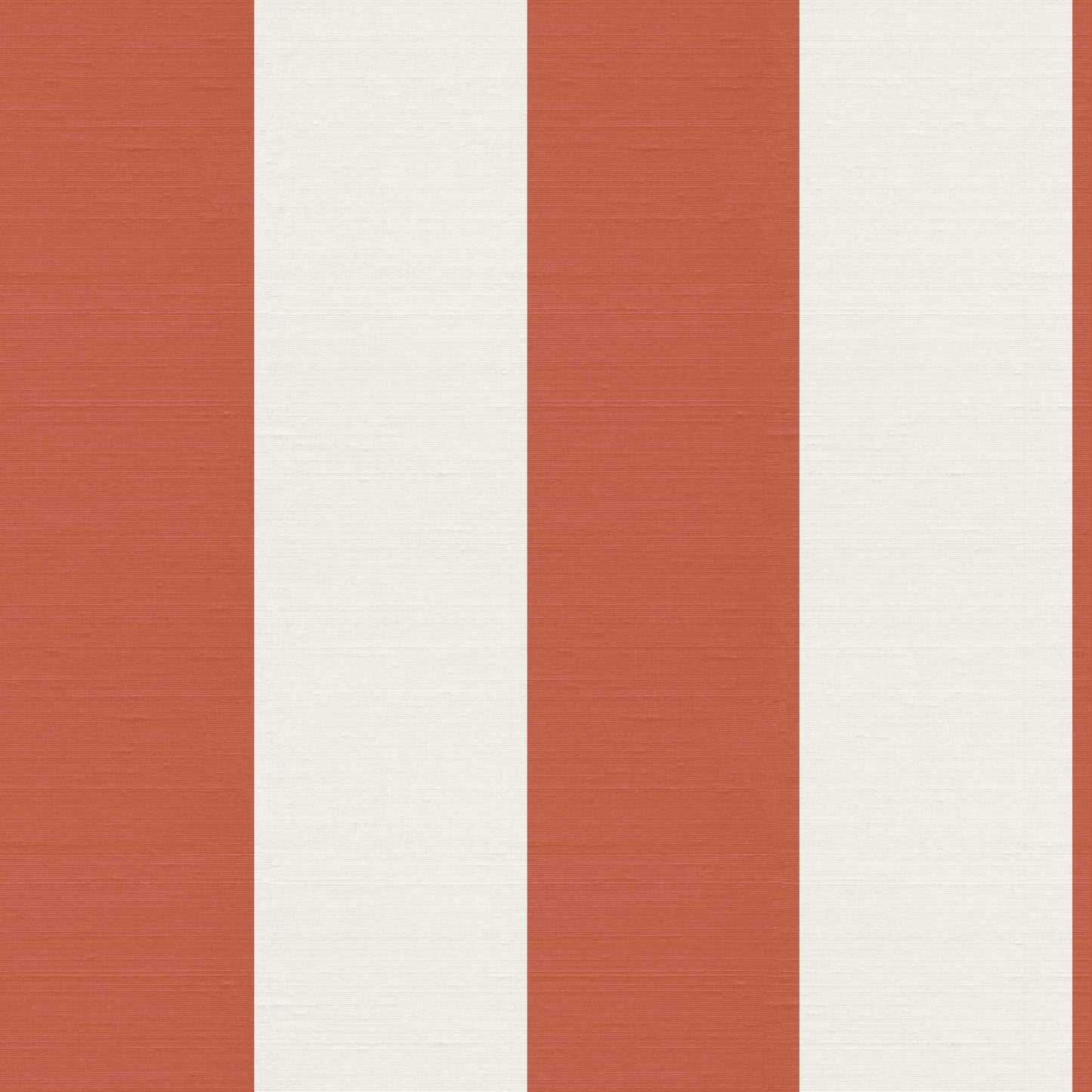 Terracotta striped wallpaper pattern with silk finish, wide vertical stripes in terracotta and soft cream, Emerson.