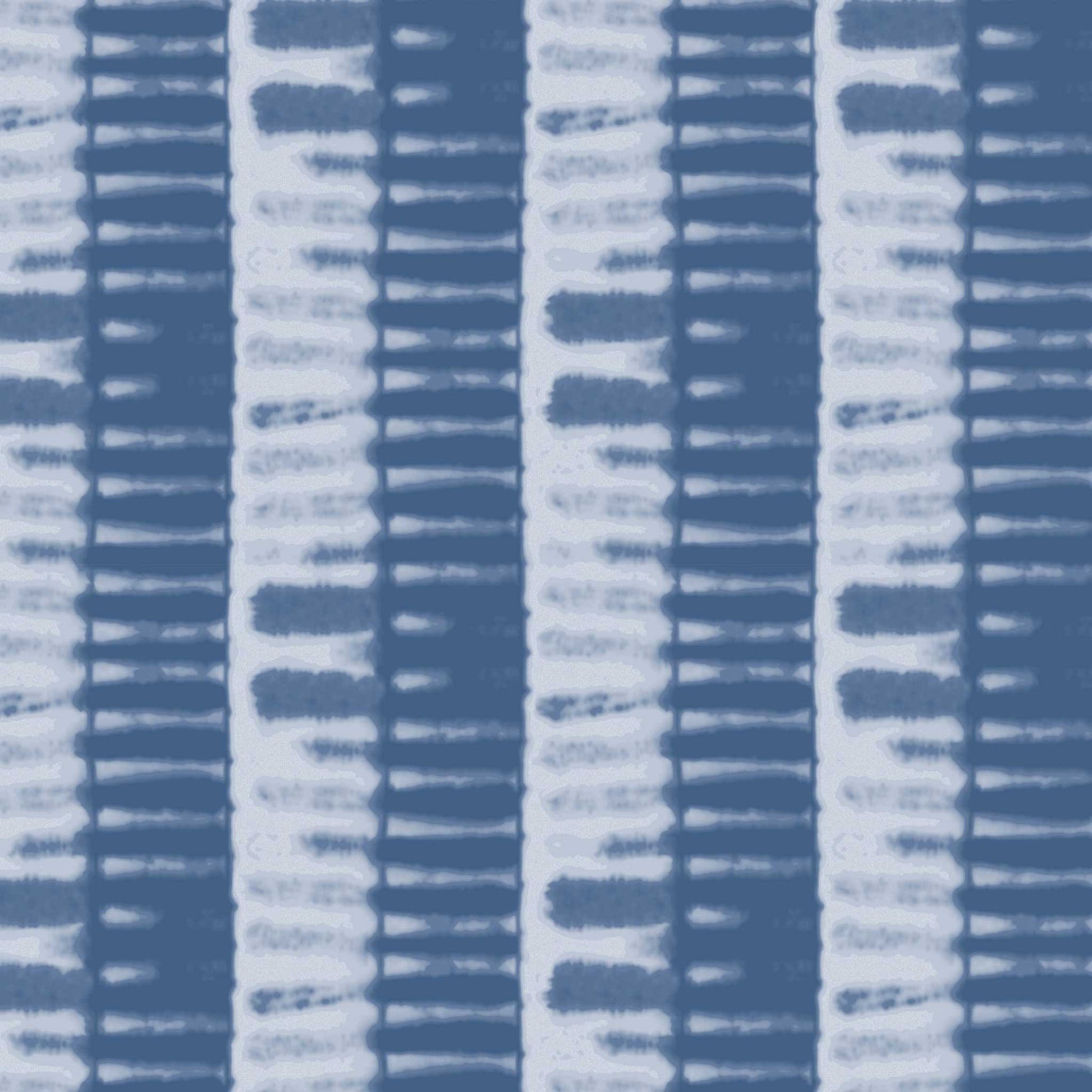 Shibori Bamboo Wallpaper pattern in Lapis Blue with hand-dyed style and bamboo-inspired stripes