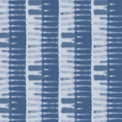 Shibori Bamboo Wallpaper pattern in Lapis Blue with hand-dyed style and bamboo-inspired stripes