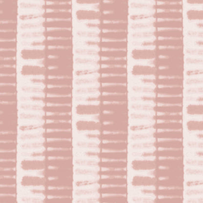 Shibori Bamboo Wallpaper in Rose Pink featuring soft hand-dyed stripes and botanical rhythm