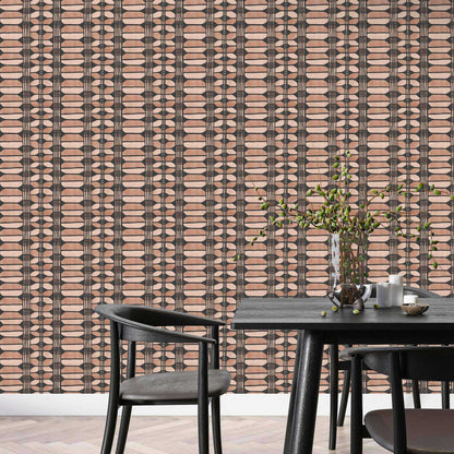 Rose basket weave wallpaper in a modern dining room – adds soft structure and elegance to contemporary interiors