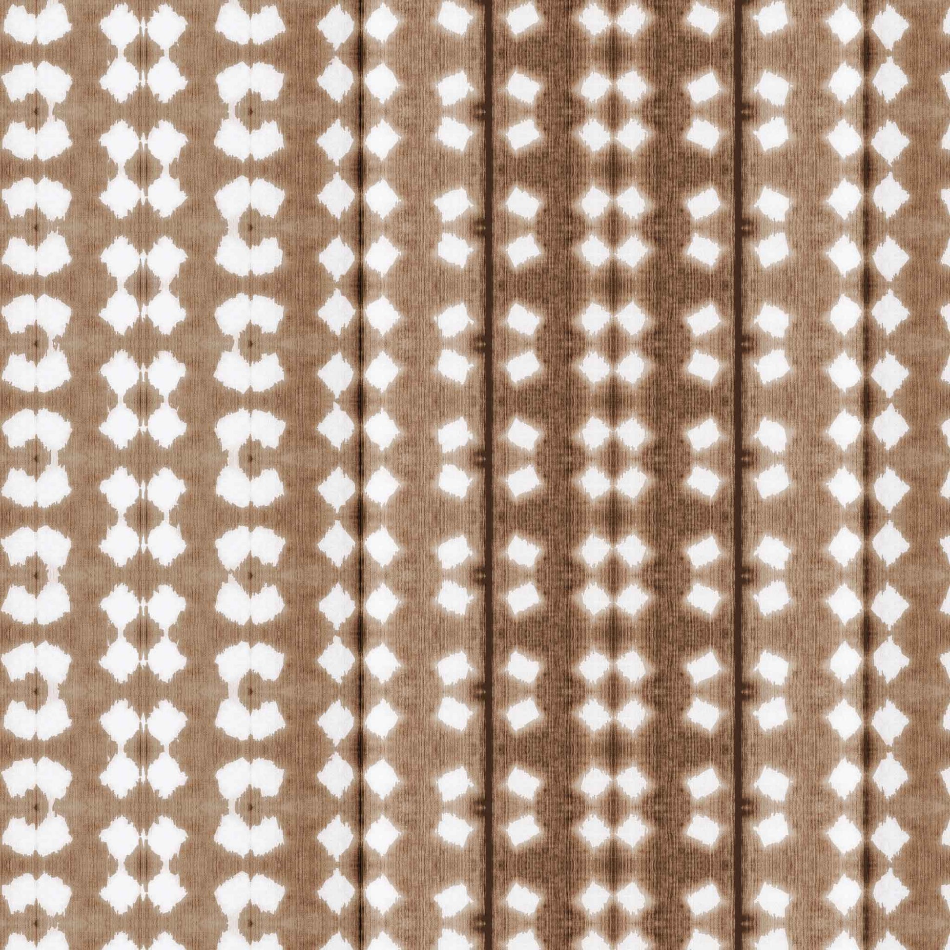 Ombre wallpaper with stripes in mocha brown, blending warm tonal layers with small-scale geometric motifs.