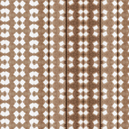 Ombre wallpaper with stripes in mocha brown, blending warm tonal layers with small-scale geometric motifs.