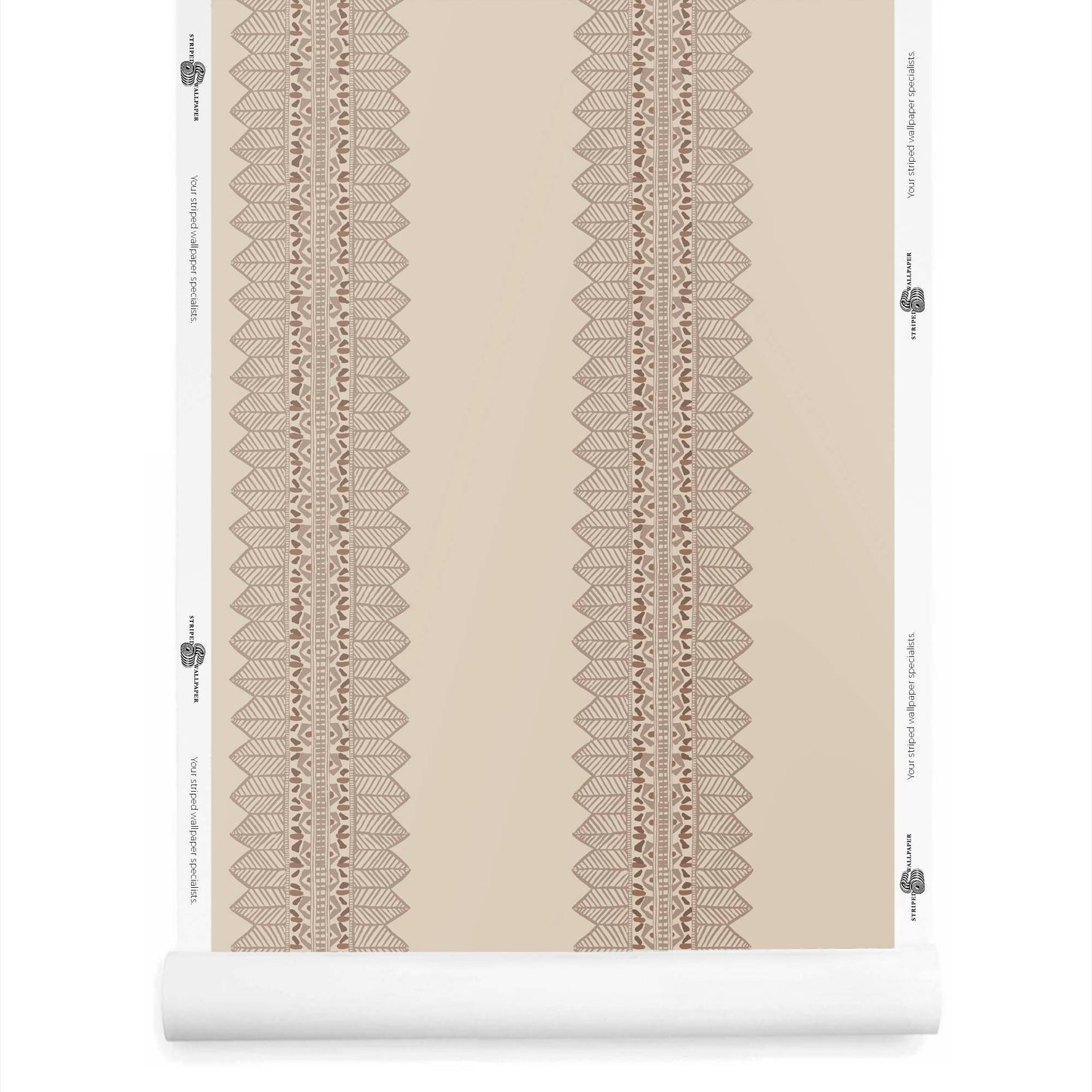 Roll of Aurelia plaster-toned bohemian wallpaper with stripe for minimalist or boho interiors