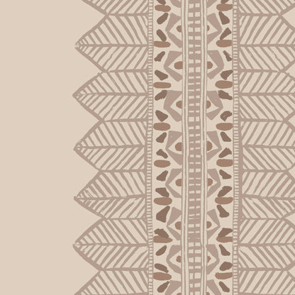 Neutral bohemian wallpaper with stripe pattern in soft plaster tones and artistic brushwork