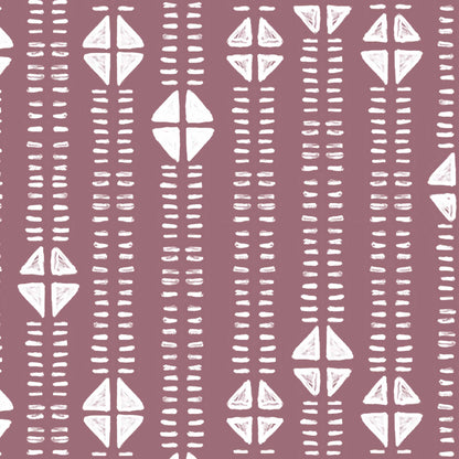 Modern Folk Mudcloth Wallpaper - Dylan - Small Stripe in Orchid