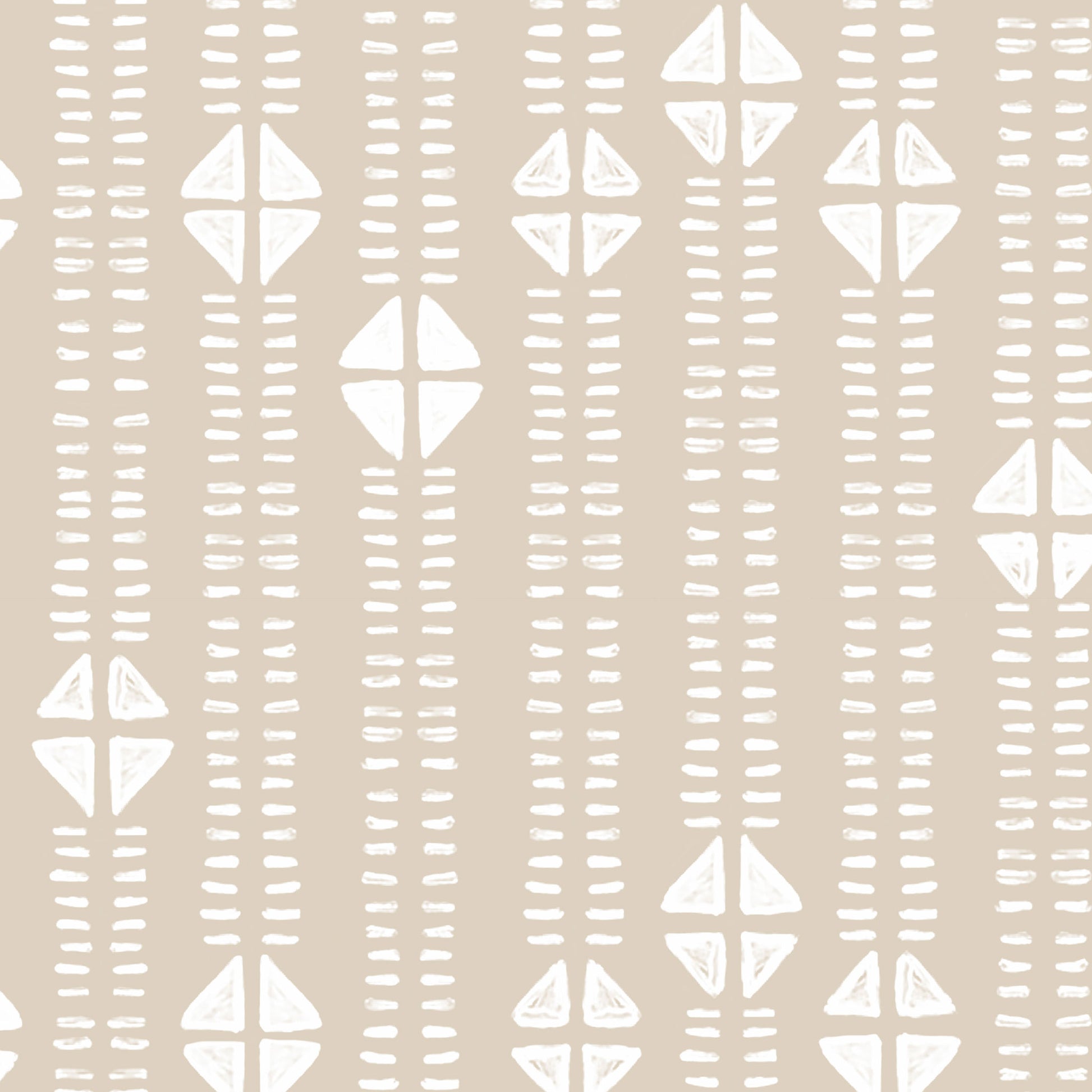 Soft neutral-colored modern folk wallpaper with subtle diamond and stripe pattern