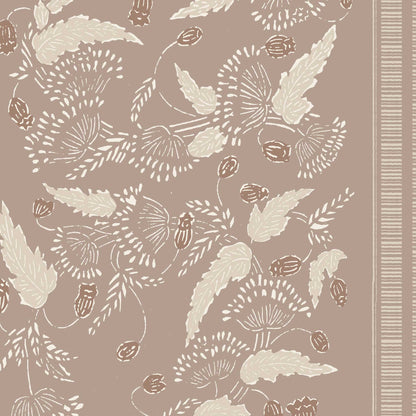 A small floral wallpaper with stripe in taupe – delicate vintage-inspired floral print pattern
