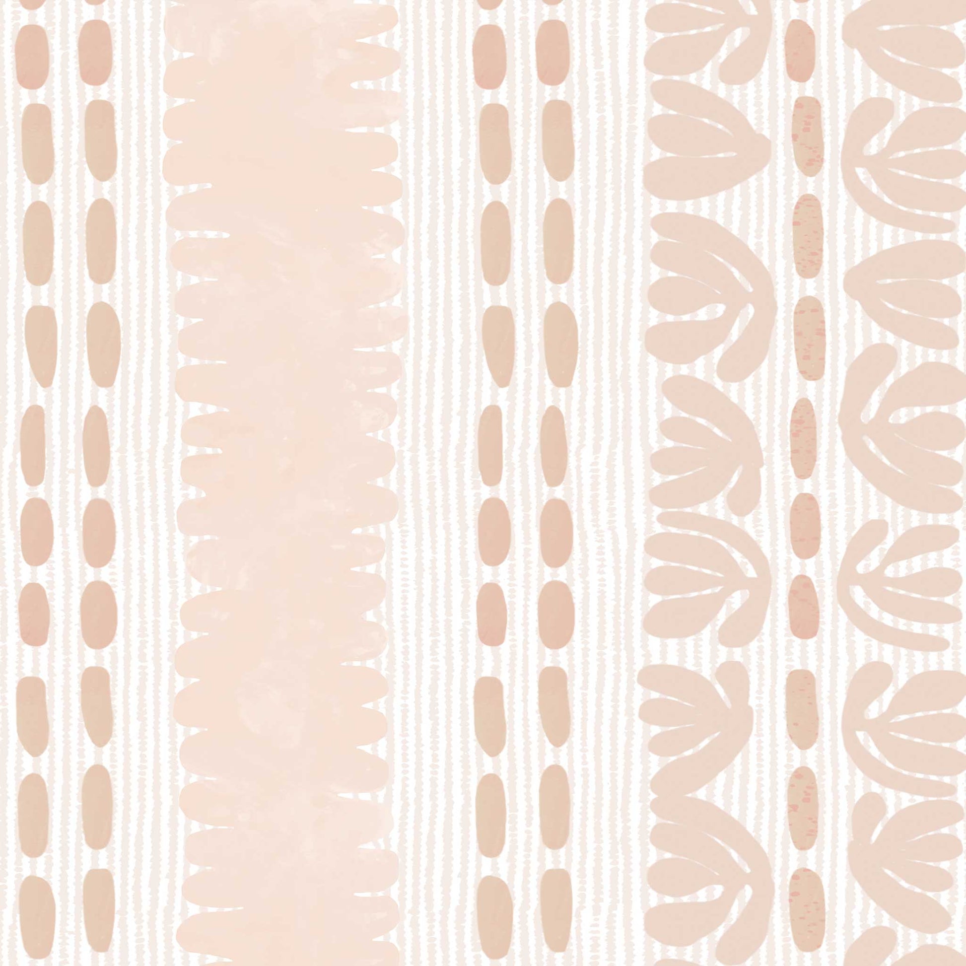 Blush pink freeform stripe wallpaper with loose, hand-painted lines and soft contrast
