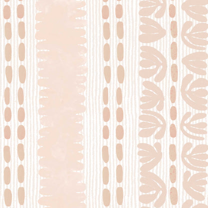 Blush pink freeform stripe wallpaper with loose, hand-painted lines and soft contrast