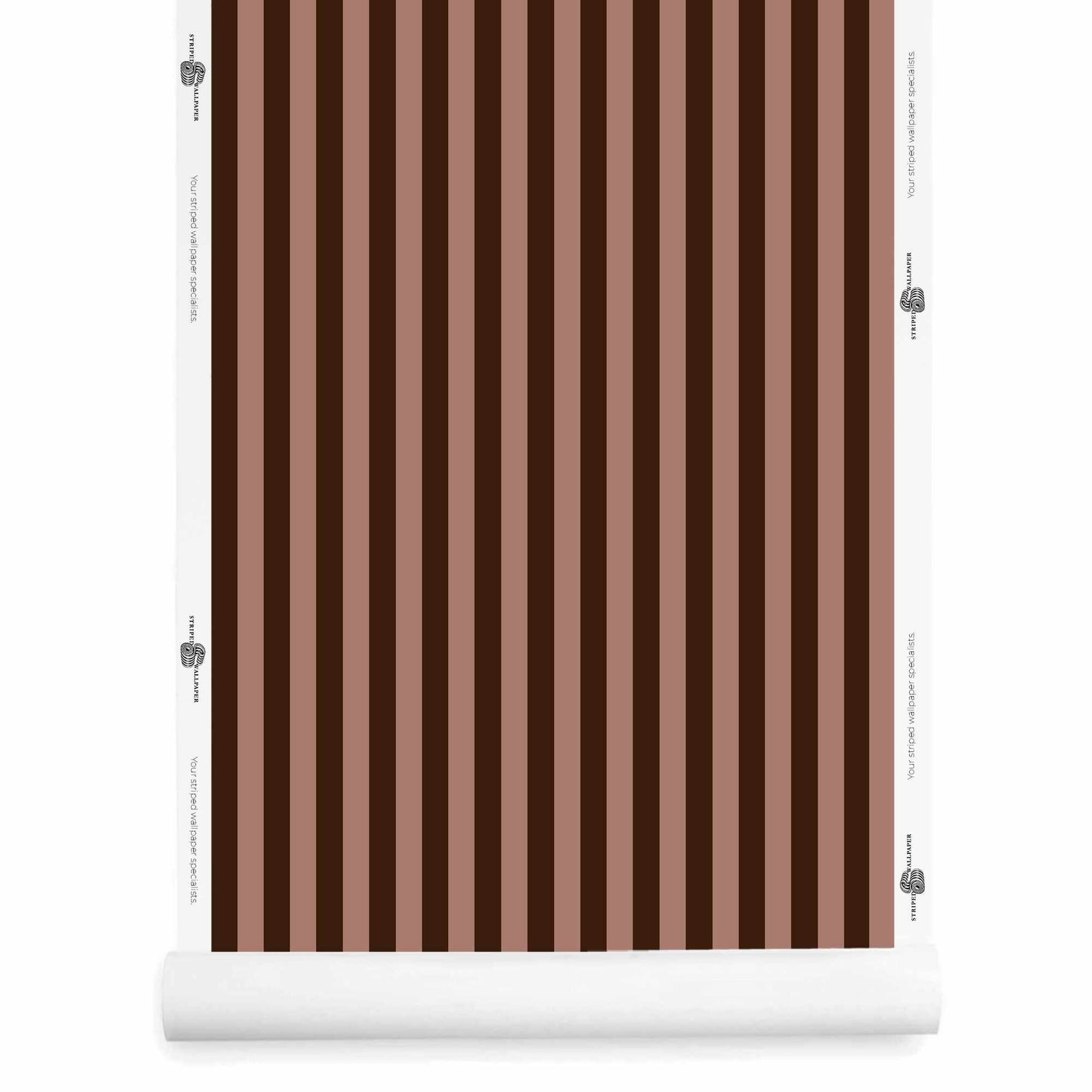 Warm brown striped wallpaper roll with 1 inch stripes – Laurice
