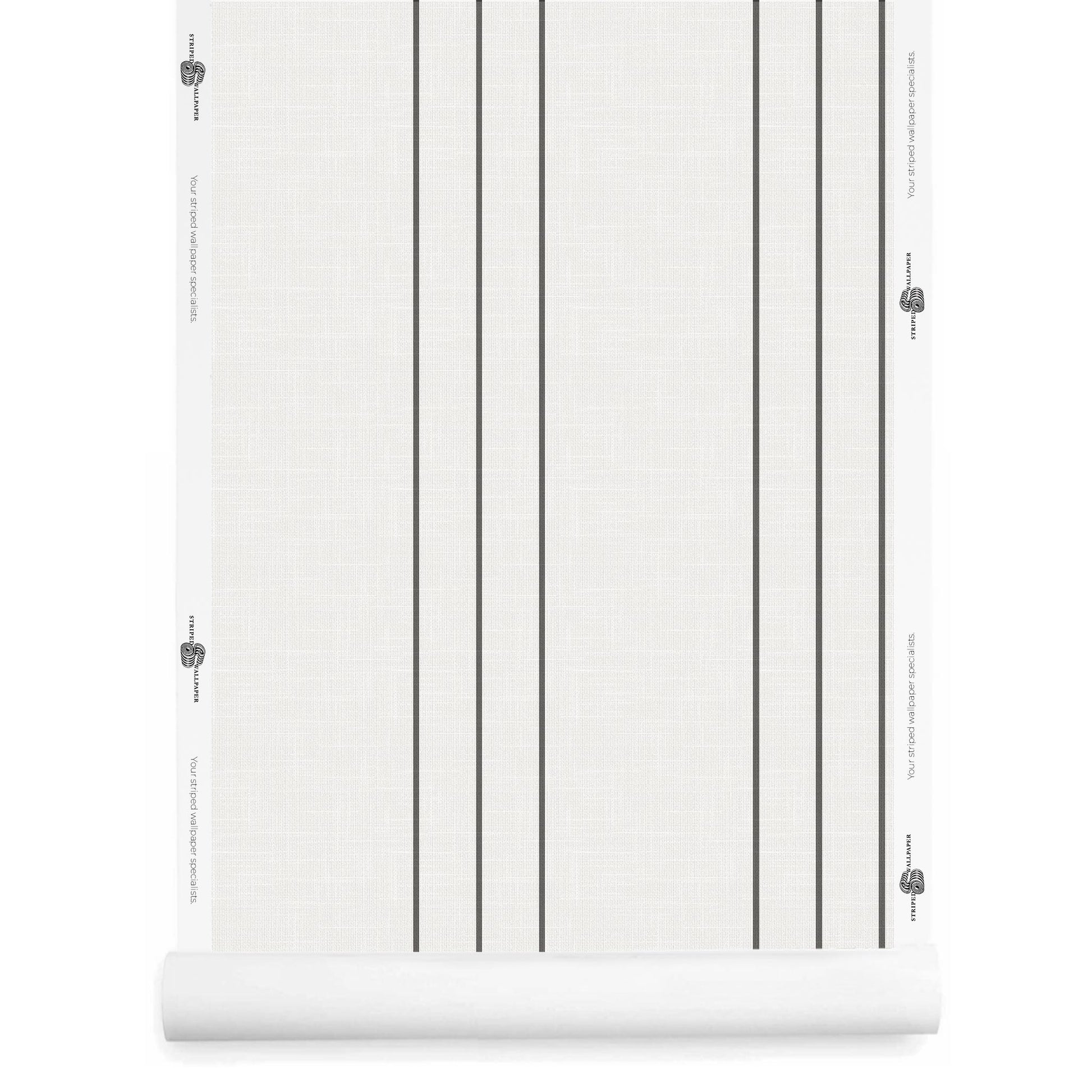 White and black pinstripe wallpaper roll with airy linen finish – Arno