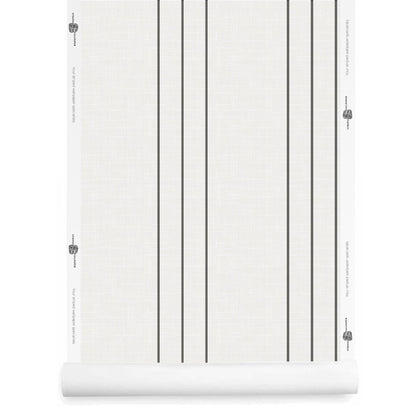 White and black pinstripe wallpaper roll with airy linen finish – Arno
