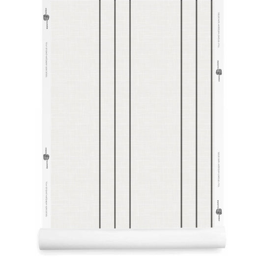 White and black pinstripe wallpaper roll with airy linen finish – Arno