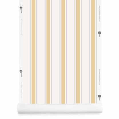 Yellow and grey striped wallpaper roll – La Solana