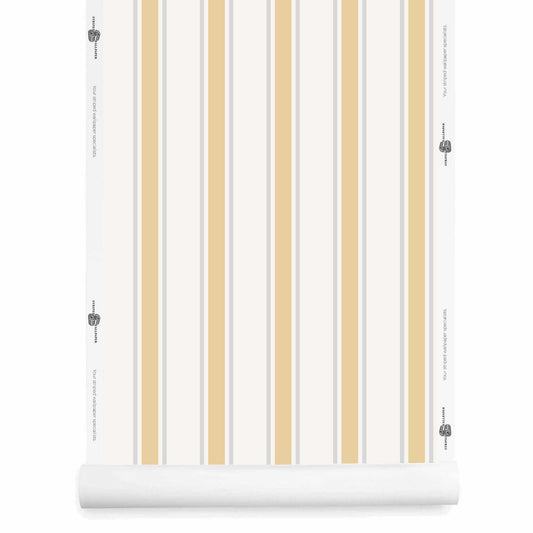 Yellow and grey striped wallpaper roll – La Solana