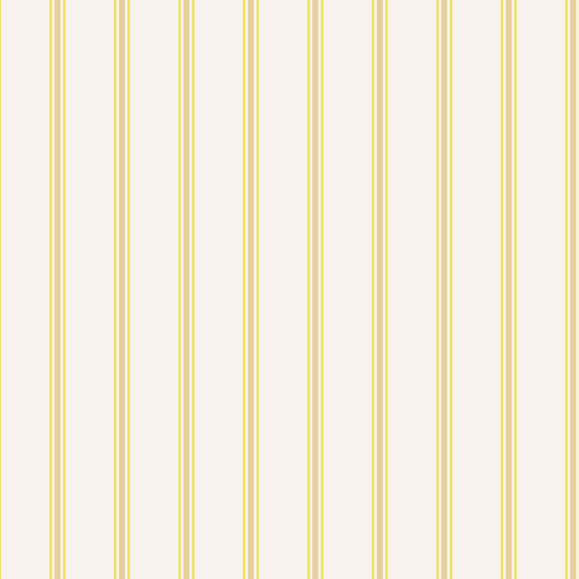 Lachman wallpaper pattern detail – ivory and wheat ticking stripes with margarita yellow accents