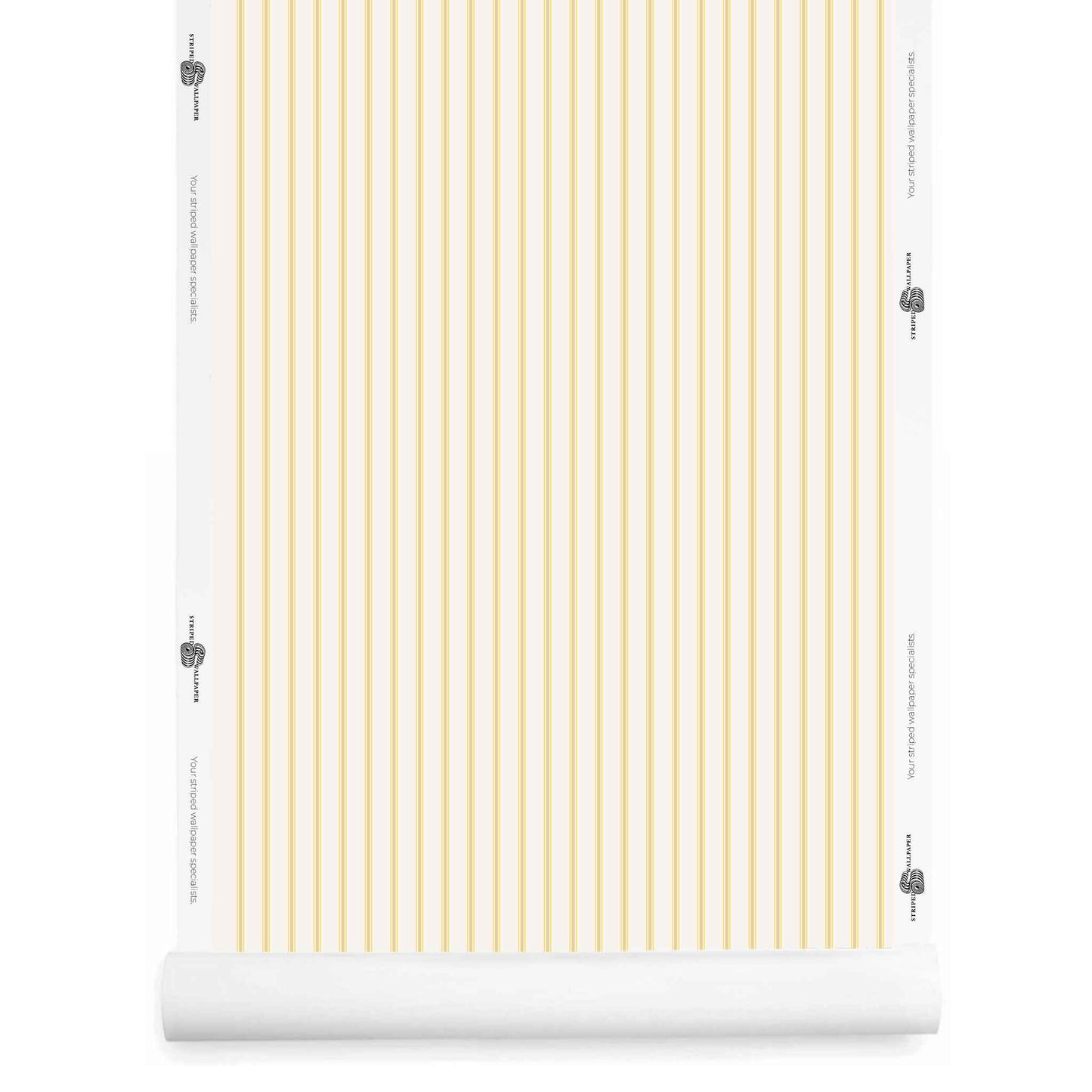 Yellow and white ticking striped wallpaper roll – Lachman