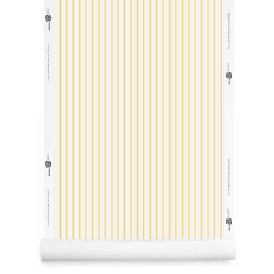 Yellow and white ticking striped wallpaper roll – Lachman