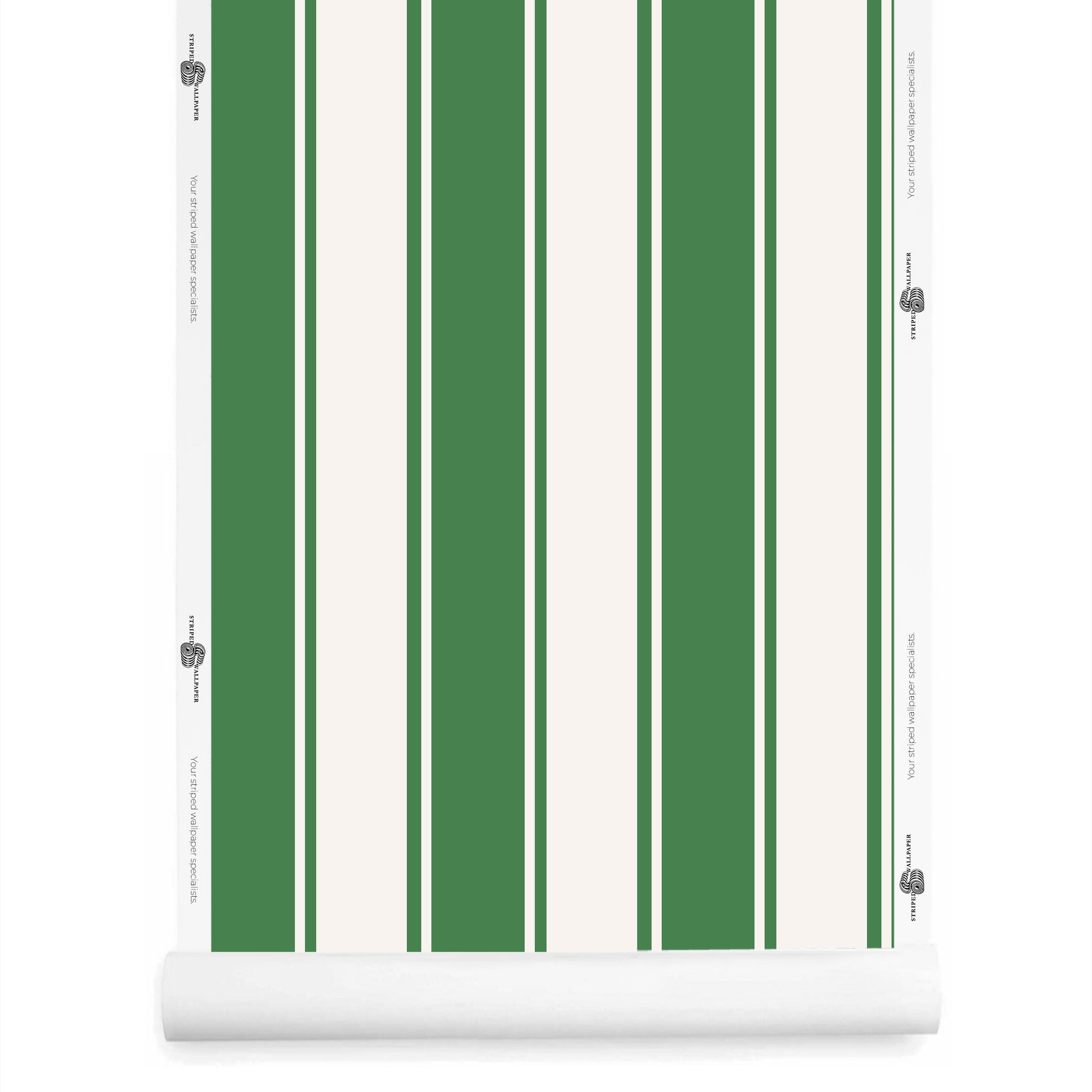 Green and white striped wallpaper roll – Whitfield